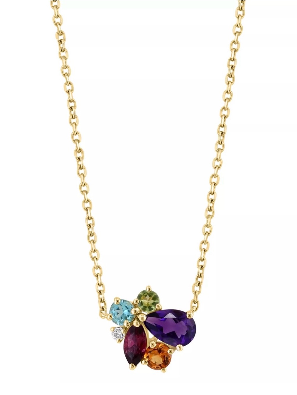 Effy Diamond and Gemstone Necklace in Real 14K Yellow Gold. NWT